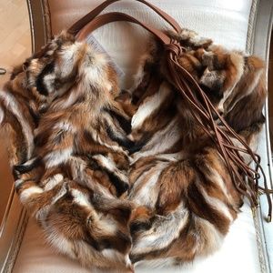 Elie Tahari Fur and Leather Bridget Tote